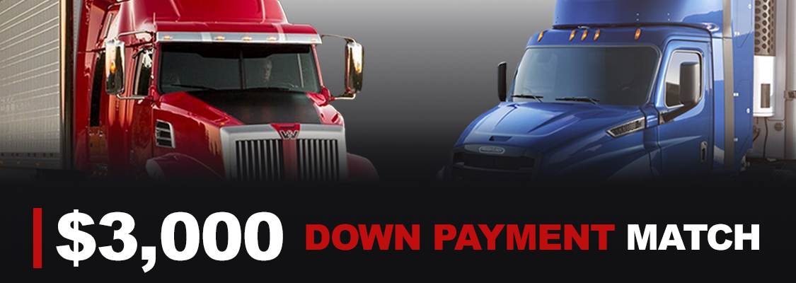 Doggett Freightliner is matching your $3,000 down payment Doggett Freightliner is matching your $3,000 down payment